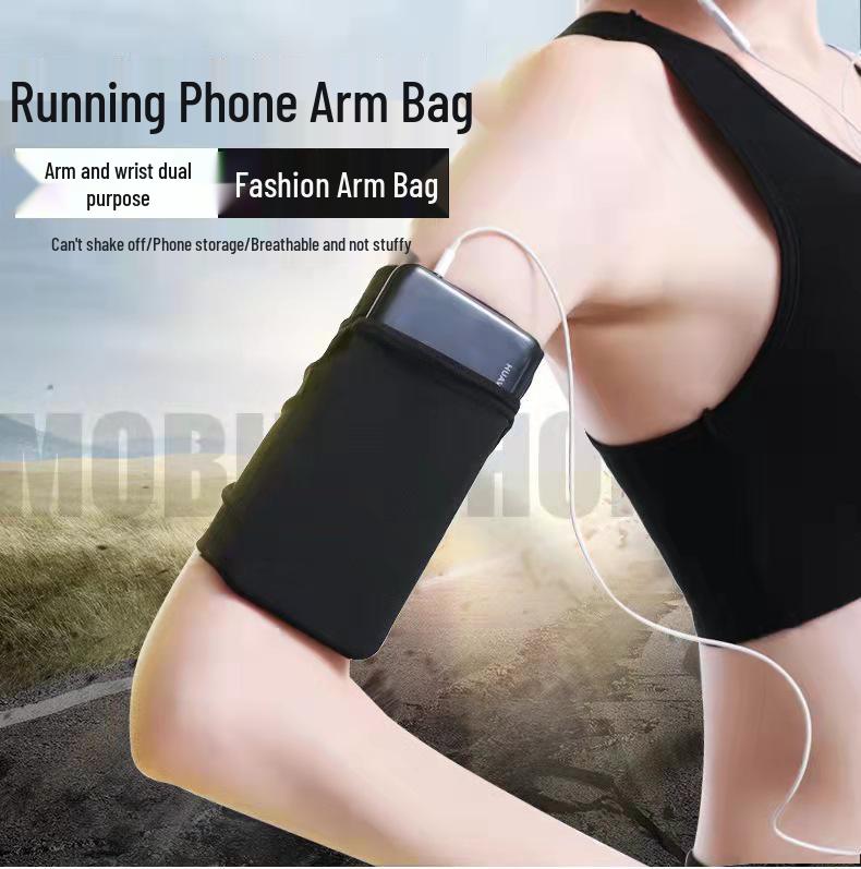 

Дышащая Эластичная Спортивная Повязка на Руку для Мобильных Телефонов - Бег, Фитнес, Велоспорт, Карман-рукав Black S