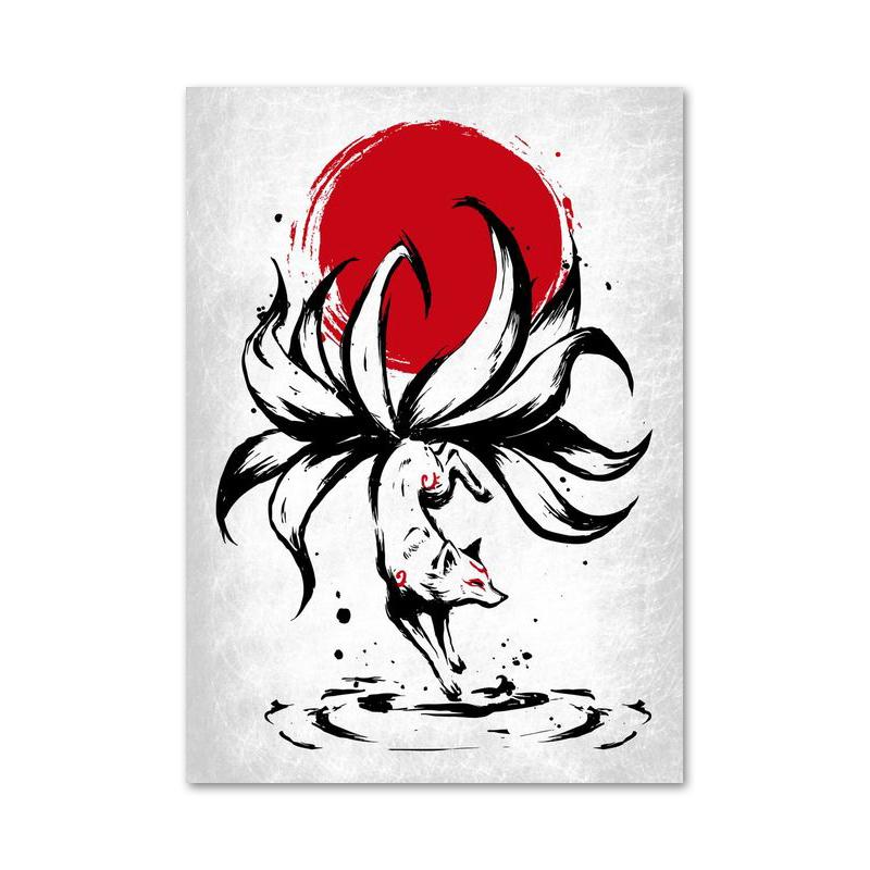 Retro Japanese Samurai Canvas Painting Abstract Warrior Panda And Geisha Poster and Prints Wall Art Pictures for Home Decoration