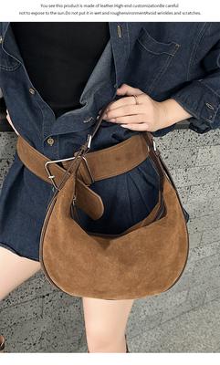 New 2026 Winter Women's Natural Suede Leather Bag Female Mini Suede Cowhide Leather Crossbody Handbag Designer Shoulder Bag