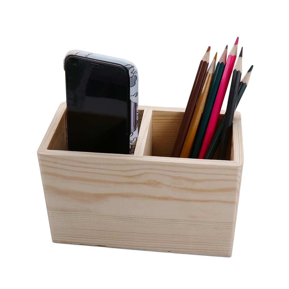 Container Pen Holders Stationery Organizer Desktop Storage Box Pen Holder 1/2 Grid Organizer