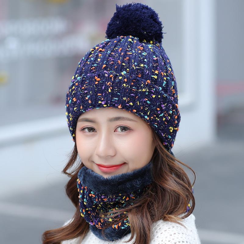 Cappello autunnale e invernale da donna in pile ispessito caldo cappello di lana sciarpa set da due pezzi versatile dolce antivento per il ciclismo