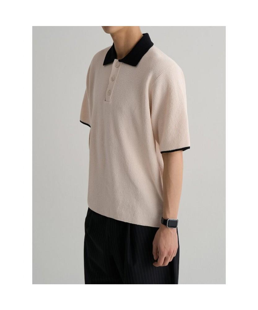 8SECONDS Boucle Collar Neck Short Sleeve Knit Ivory