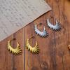 Personality Exaggerated Feather Wings Girls Earrings Fashionable Retro, Plated 18K Real Gold Titanium Steel Earrings