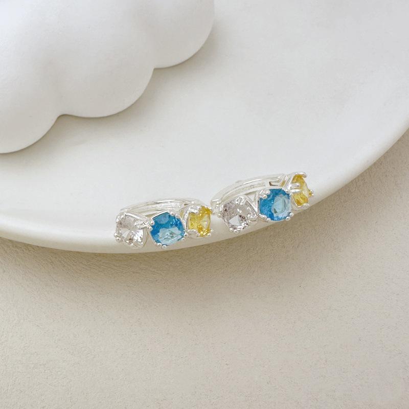 Sweet Candy Color Geometric Zirconia Earrings - Trendy & Versatile Square Studs