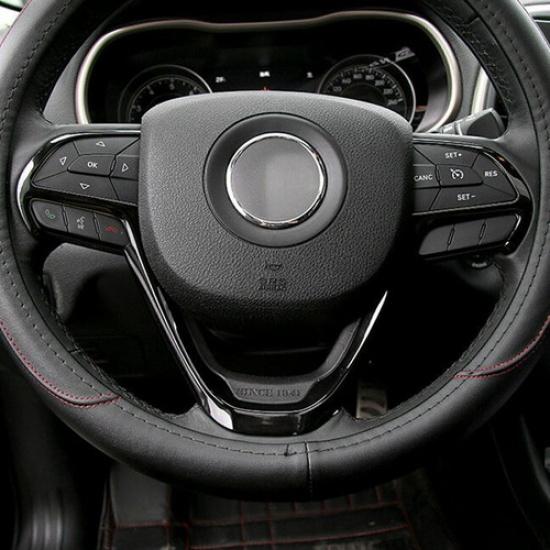 1PC Carbon Fiber Steering Wheel Cover Trim Fits For Jeep Grand Cherokee 2014+