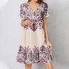 Womens Summer Dress Short Sleeve V Neck Short Dresses Fashion Casual Flowy Boho Ruffle A Line Swing Sundress