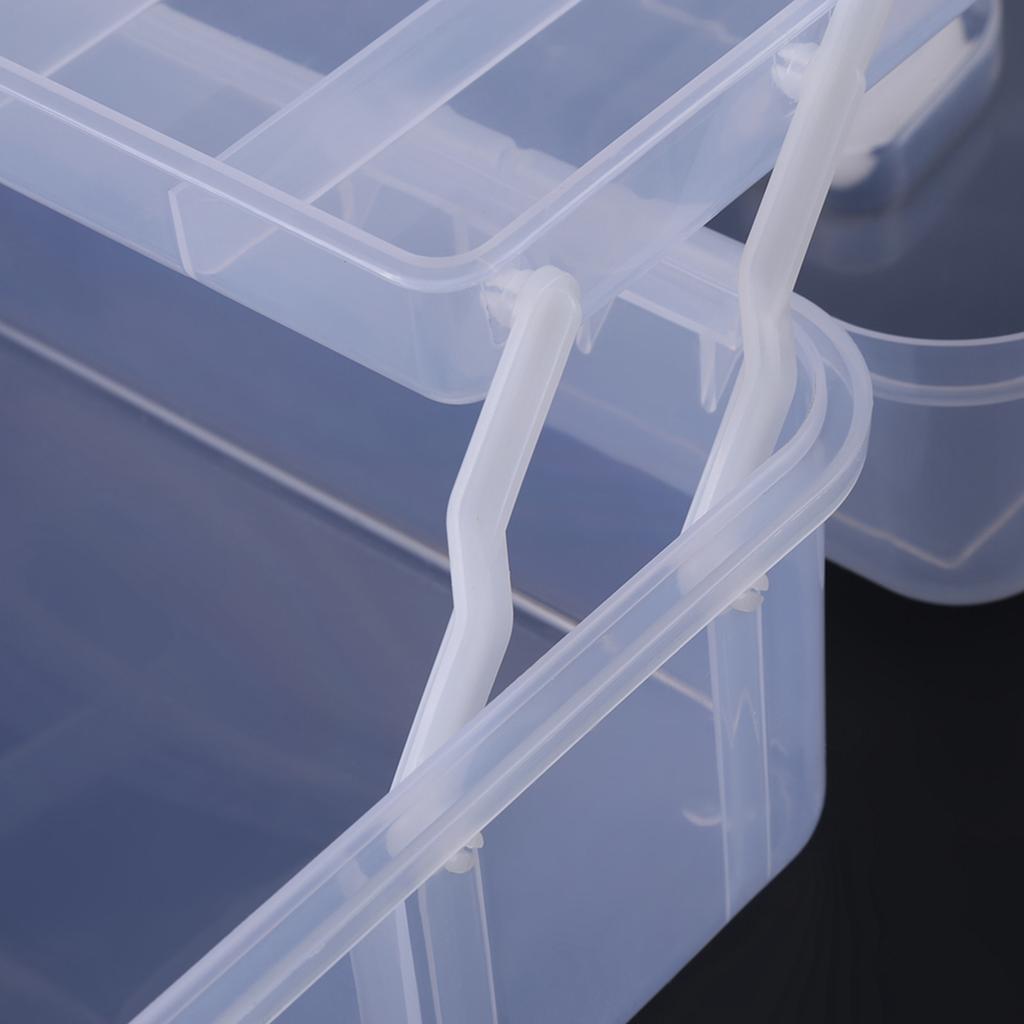 Plast Vikbar Tre Lager Förvaringslåda Verktygsorganisatör Behållare Fodral med Handtag Genomskinlig