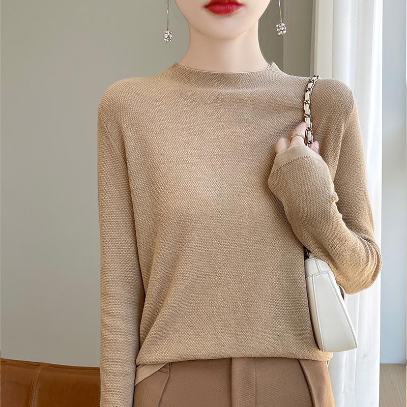 

Трикотажный женский свитер небольшого размера в стиле гранж с внутренней блестящей шелковой шерстяной низом XXL верблюд