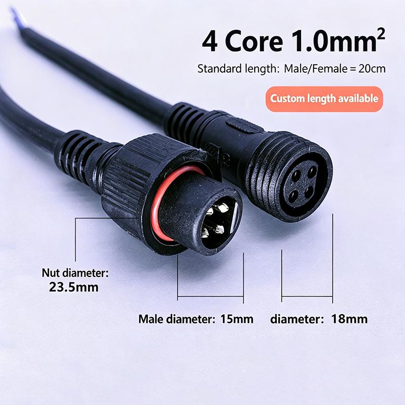 M12 IP67 Waterproof Cable Connector 2-8 Pin Male Female Plug With PVC Wire For Car Motorcycle LED Light Auto Accessories