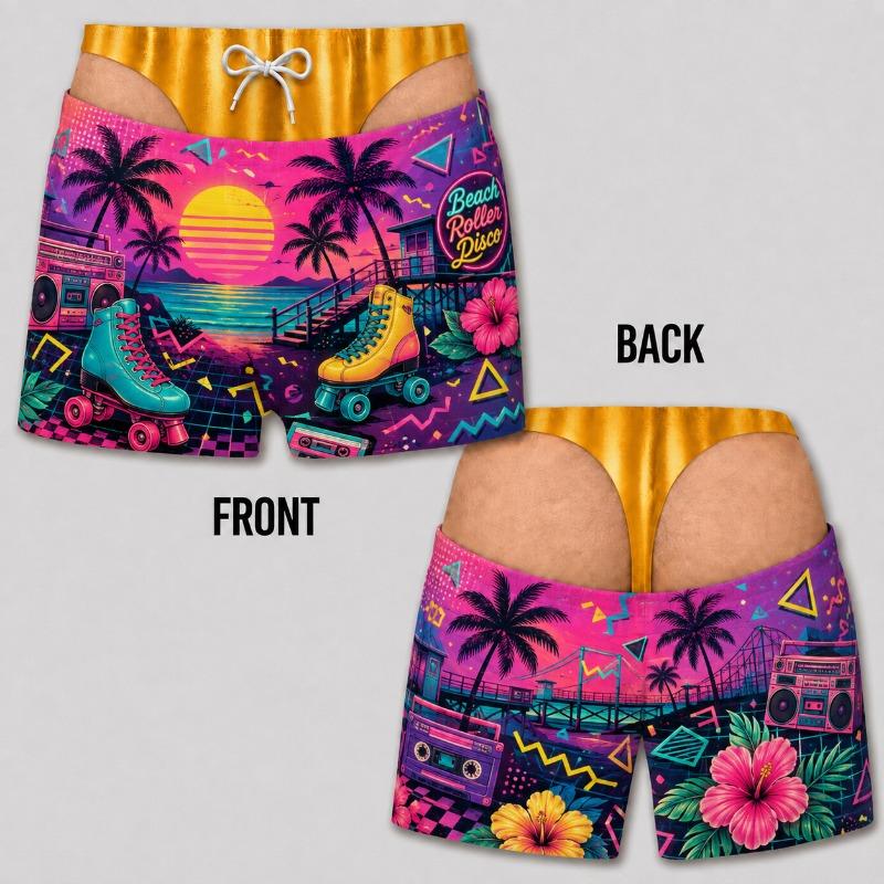 Funny Beach Shorts Fake Underwear Swim Trunks Bachelor Party Prank Summer Fashion Swim Trunks Fake Underwear Beach Shorts Moto