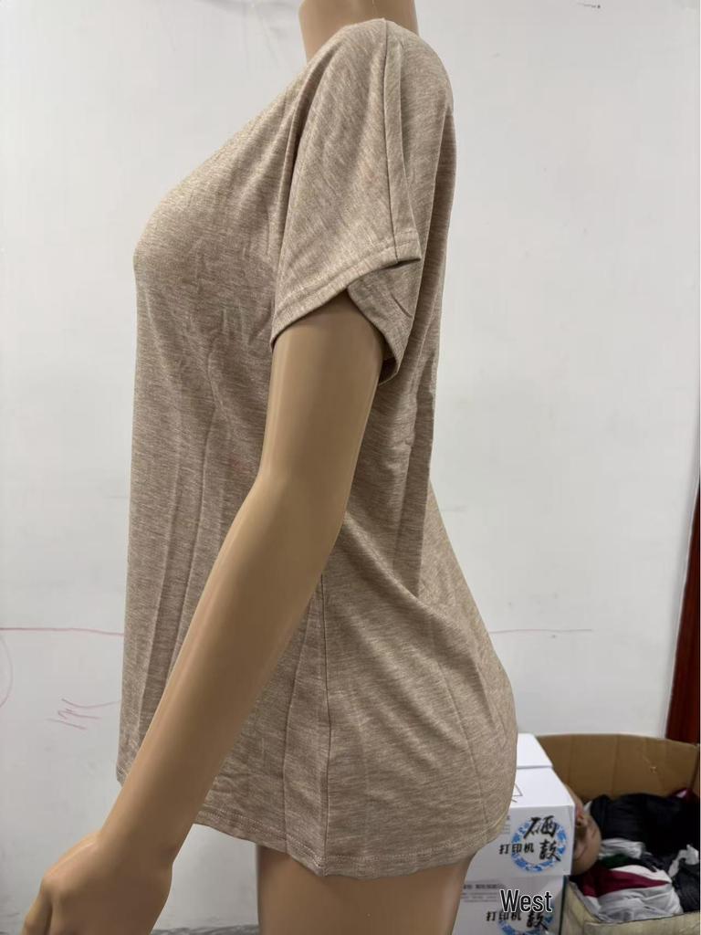 2025 Sommer Damen Einfarbig Lässig Rundhals Kurzarm T-Shirt