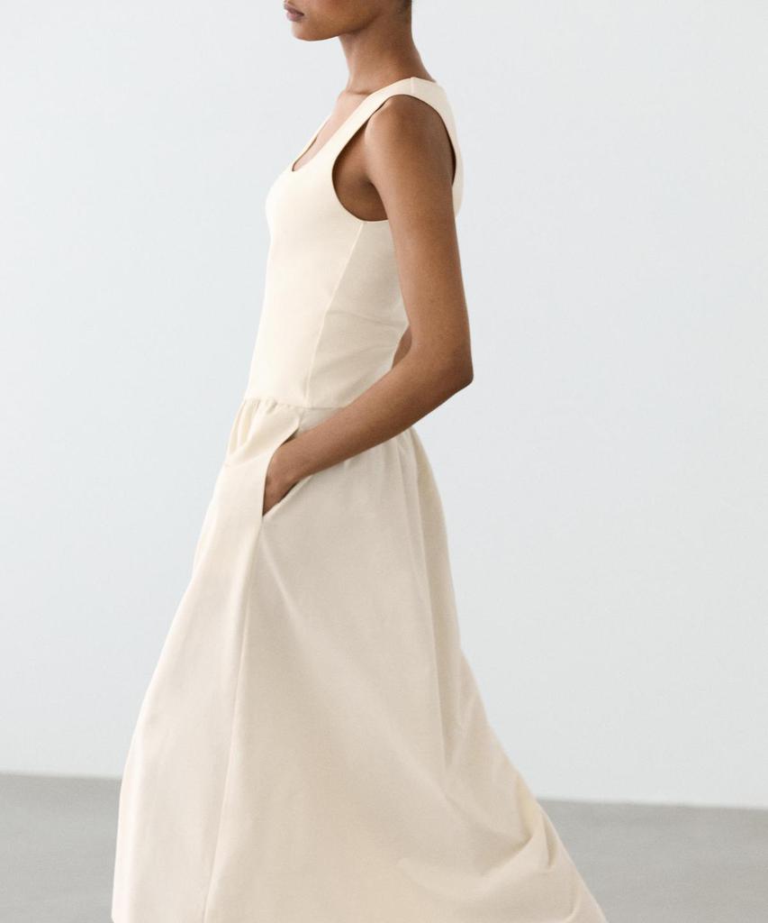 Masimodutti Cotton Blend Poplin Combination Dress