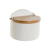 Salt Shaker - DKD HOME DECOR - with Lid - Porcelain - Bamboo Lid - White 12x10x11 Cm