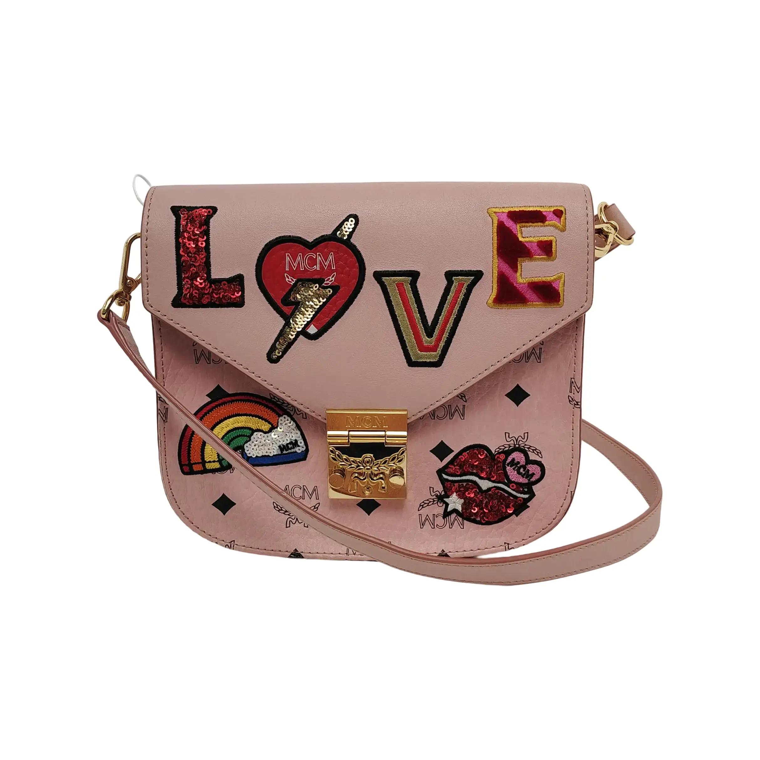 [Pre-Owned] Patricia Small Pink Leather Embroidered Print Crossbody Bag - Good #12S0YD2 ONE SIZE