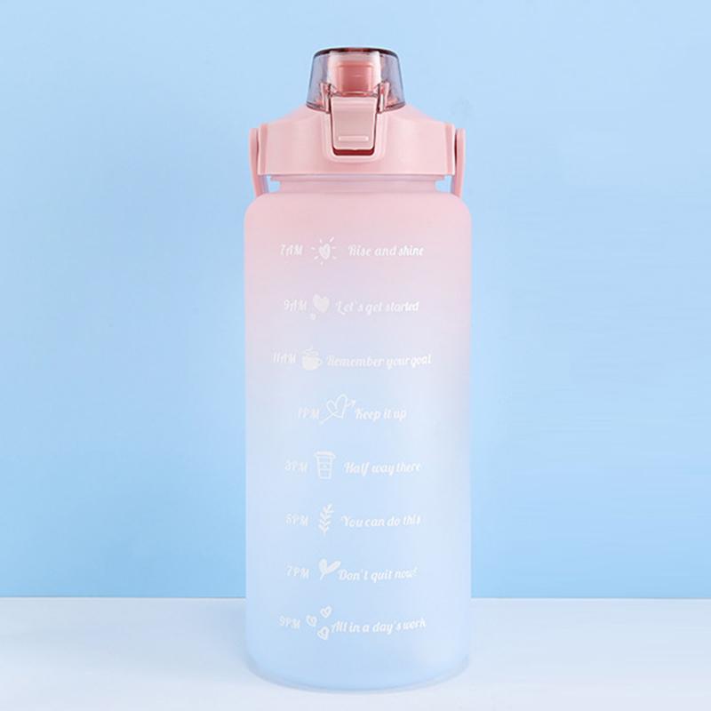 Butelka wody 2L ze słomką przezroczysty przenośny czajnik sportowy ze znacznikiem czasu rower wspinaczkowy siłownia sportowe kubki kosmiczne Bpa Free