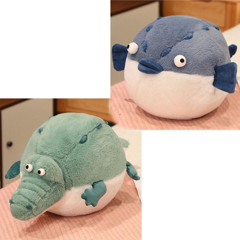 Round And Plump River Puffer Crocodile Plush Toy Sleep Pillow Stuffed Animal Doll