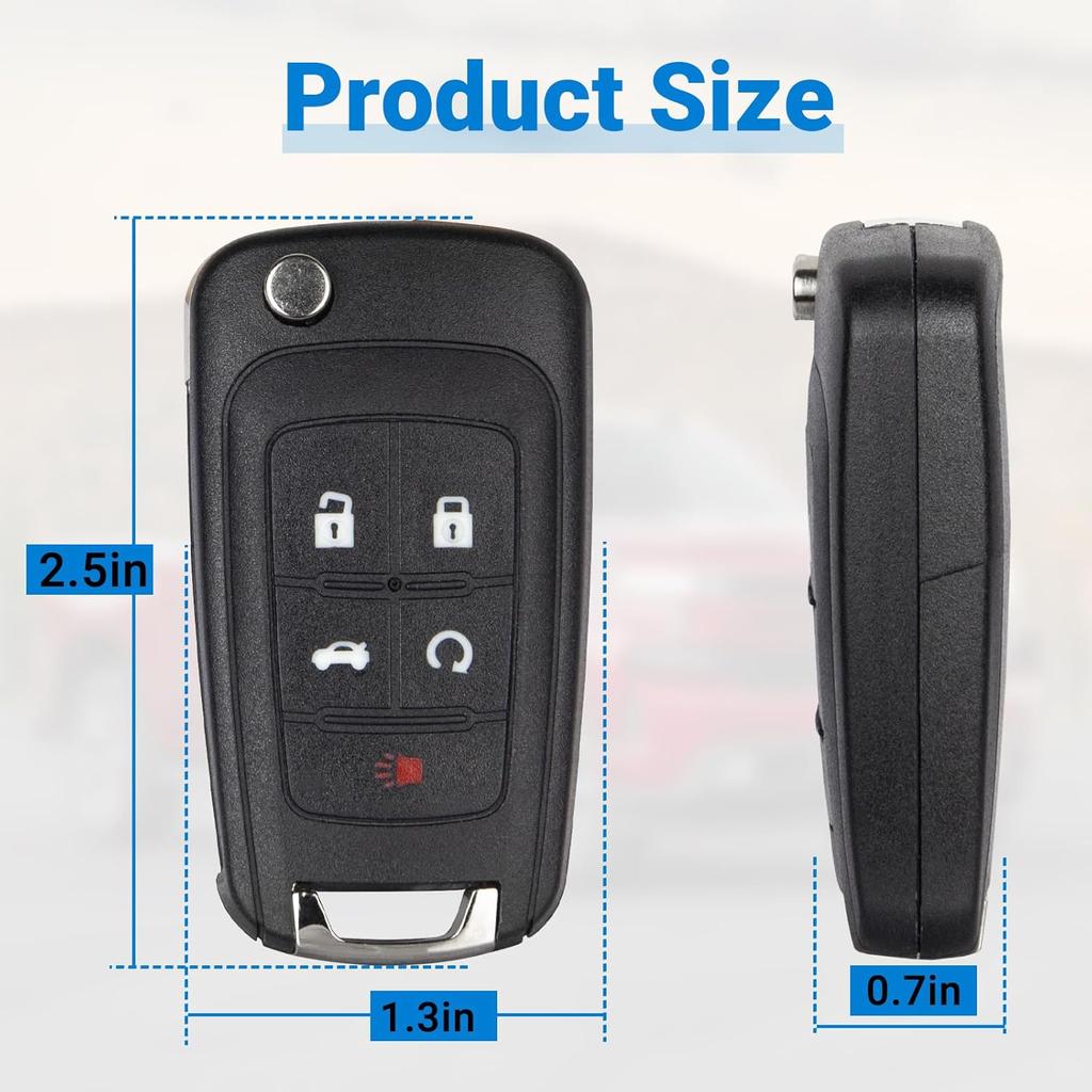 Car Key Fob Keyless Entry Remote Compatible with 2010- Chevy Cruze/Camaro/Impala/Equinox/GMC Terrain/Buick Lacrosse 5 Buttons Key for OHT01060512 (1