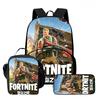 3Pcs Set School Backpack With Front Pocket & Lunch Bag & Pencil Bag,Fortnite Cartoon For Age 6-10,Lightweight For Boys & Girls