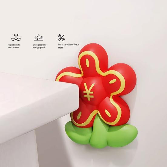 Door Stopper Wall Protector Door Handle Wall Guard Cute Flower Door Shock Absorption Stopper with Adhesive for Doors Protects Wall Surface
