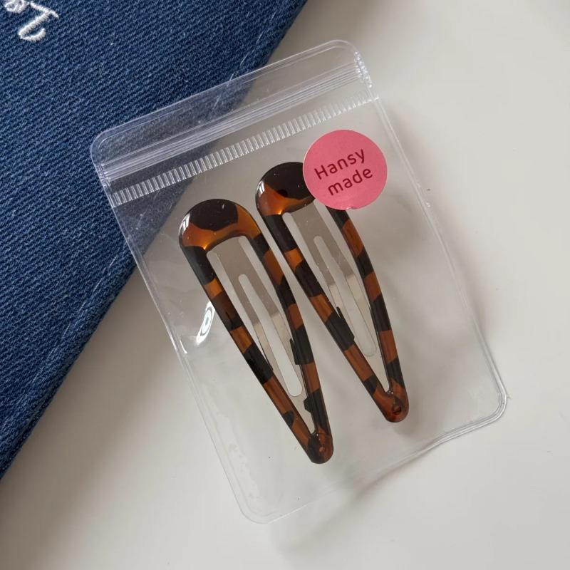2 Pcs Fashion Hair Clips for Women Leopard Print Dripping Oil Water Drop BB Clip Bangs Clip New Cute Girl Oval Hairpin Edge Clip