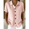 Spring Bohemian Style Short Sleeve Shirt With Padded Patching For Casual Office Wear