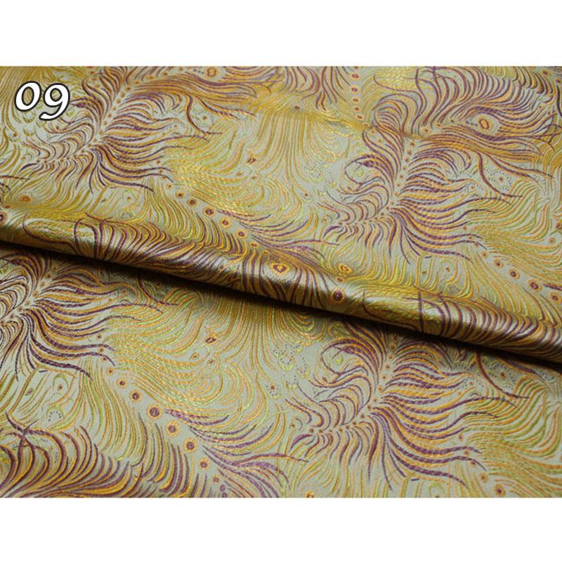 50*75cm Antiker Stil Pfauenfeder Muster Jaquard Satin Brokat Stoff DIY Nähen Cheongsam Bekleidung Polster Dekorationsstoff