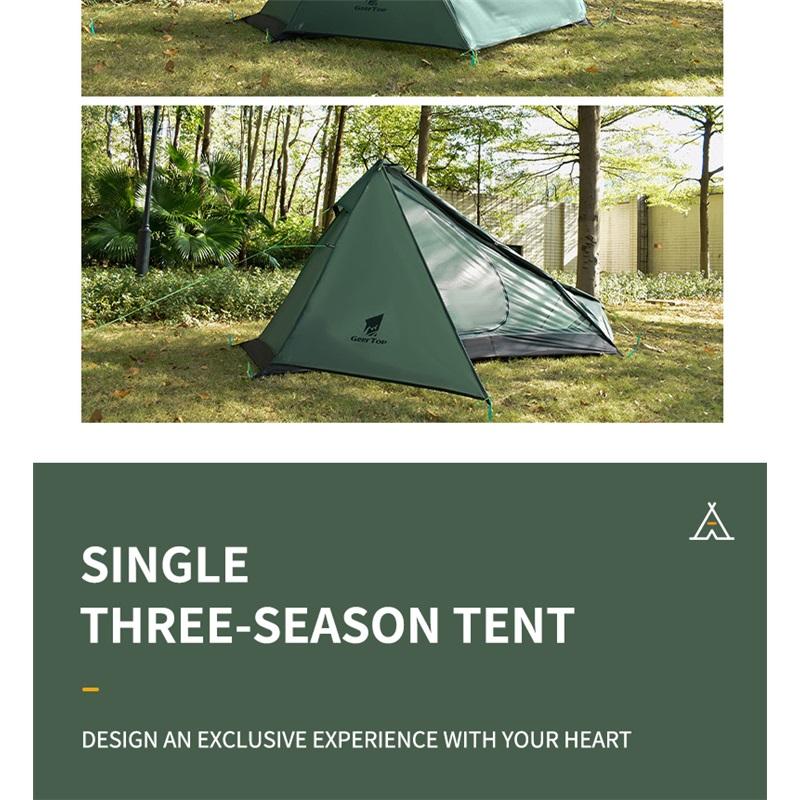 Ultralight Single Person Pyramid Camping Tent Waterproof Silicone Coated Ripstop Nylon Hiking Shelter Outdoor Accessories