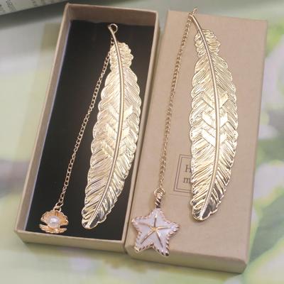 Metal Feather Bookmarks - Creative Leaf Vein Design, Perfect Graduation Gifts for Classmates, Brass 2026
