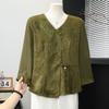 YUZHAOLIN Women's New Chinese Style Mid-Sleeve Blouse