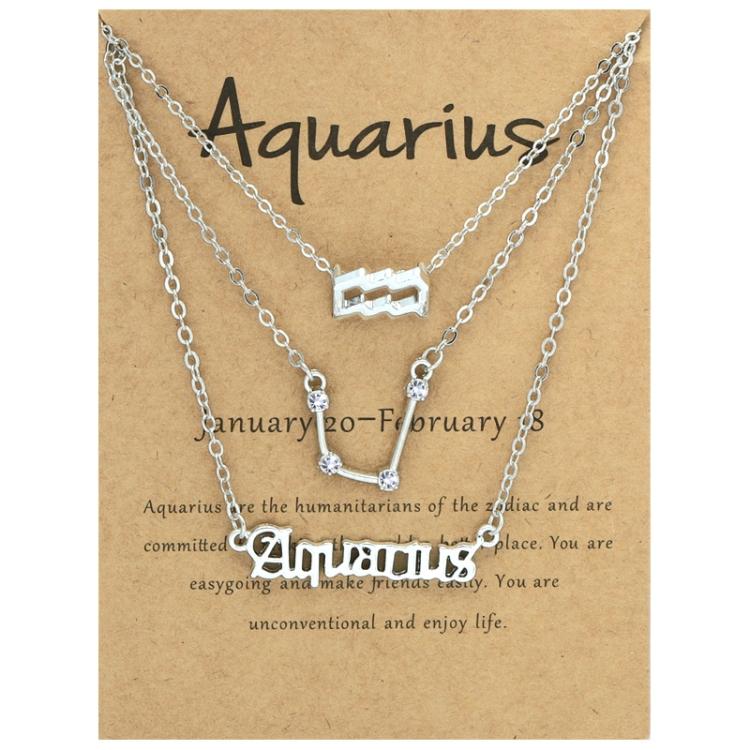 3 In 1 12 Zodiac Signs Necklace Set Retro Alphabet Symbols With Diamonds Jewelry Set