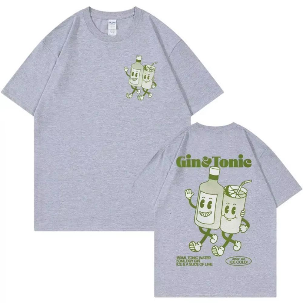 Summer T Shirt Retro Cartoon Aesthetics Short Sleeve Men's and Women's Summer Fashion Cotton Fun Cocktail Party Meme Pattern