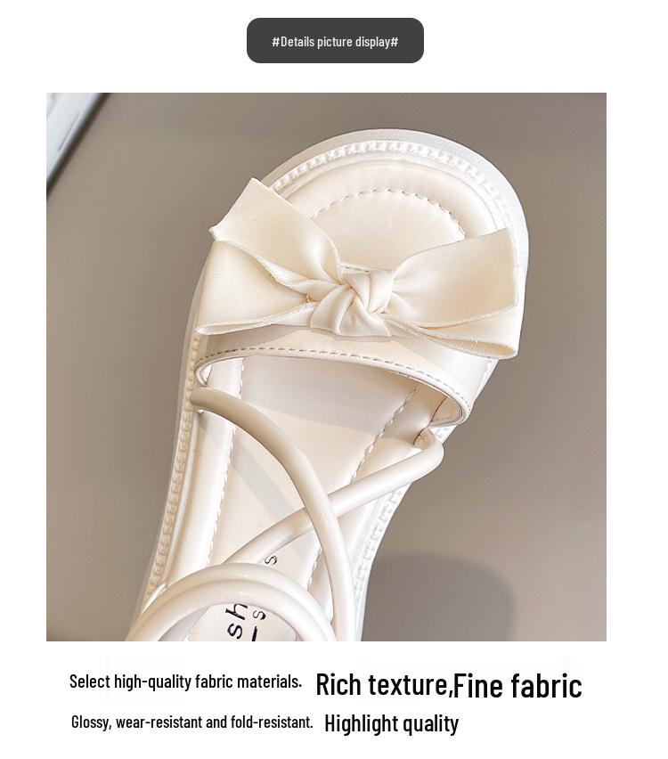 2025 Flickors Prinsessrosett Sandaler: Sommarstil, Mjuk sula, Trendig romersk högskaft för barn