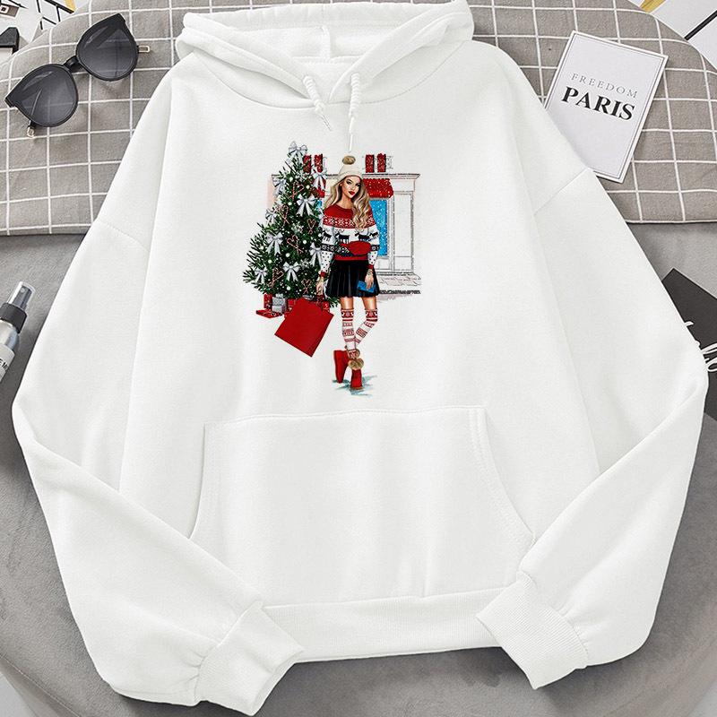 Harajuku Fleece Pullover Hoodie Christmas E Print Hoodies