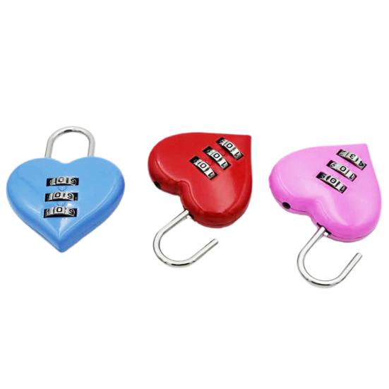 Heart Padlock Code 3 Numbers Password Combination Heart Shape Safety Love Zinc Alloy Luggage Box Lock Household Accessories