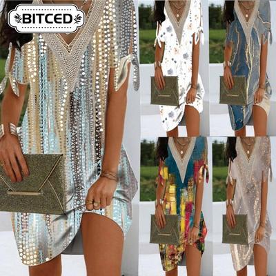 Fashion Summer Spring Short Sleeve V-Neck Casual Dresses