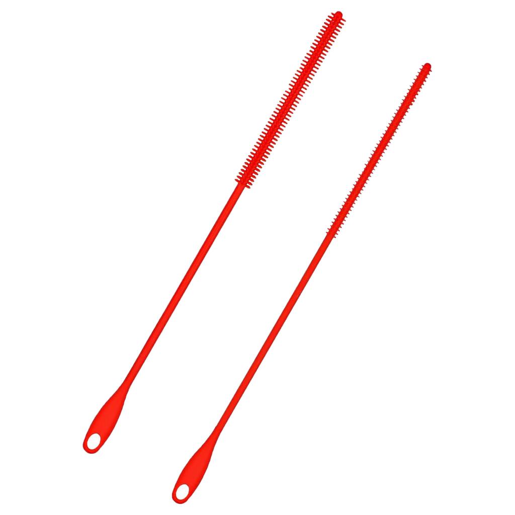2Pcs Silicone Straw Brushes, Extra Long Straw Cleaning Brush Reusable Travel Drinking Bottle Straw Cleaner Bendable