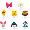 Winnie the Pooh Straw Toppers Soft Silicone 8-10mm Straw Covers Party Straw Decorations Dust Caps Reusable