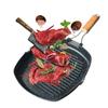 Faltbare Tragbare Bratpfanne Picknick Grillpfanne Hitzebeständiger Holzgriff Outdoor Grillpfanne Doppelmund Steakpfanne(Kein Deckel)