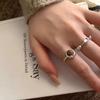 Luxury Korean Geometric Tiger Eye Stone Ring For Women Stylish Adjustable Design Copper