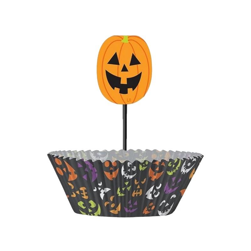 Unique Party Pumpkin Head Halloween Muffin and Cupcake Cases Set (Pack of 24)