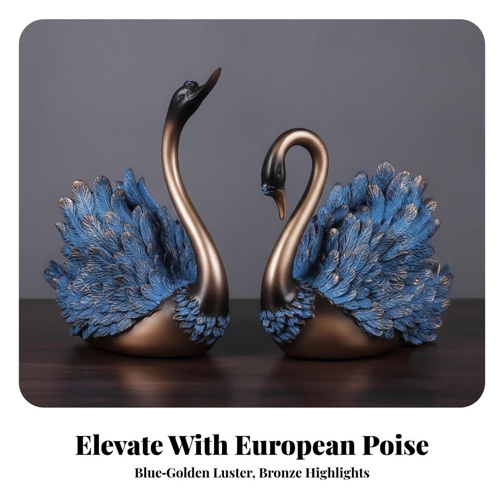 Resin Swan Figurine Decorative Tabletop Ornament Beautiful for Bookshelf