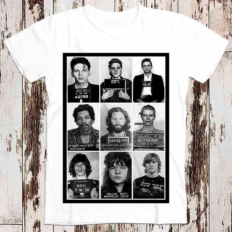 Celebrities Mugshot Rock Stars Retro Cool Vintage Unisex T Shirt 8304