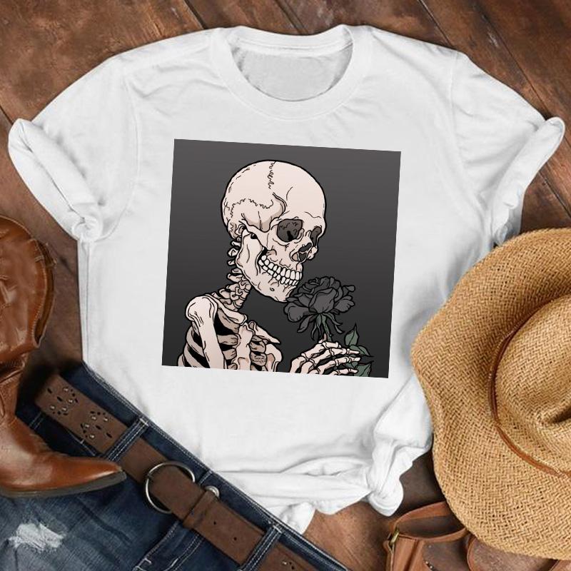 Women Lady Printed Cartoon 90S Horror Sleep Fashion Shirt Clothes Tshirt Female Print T Tee