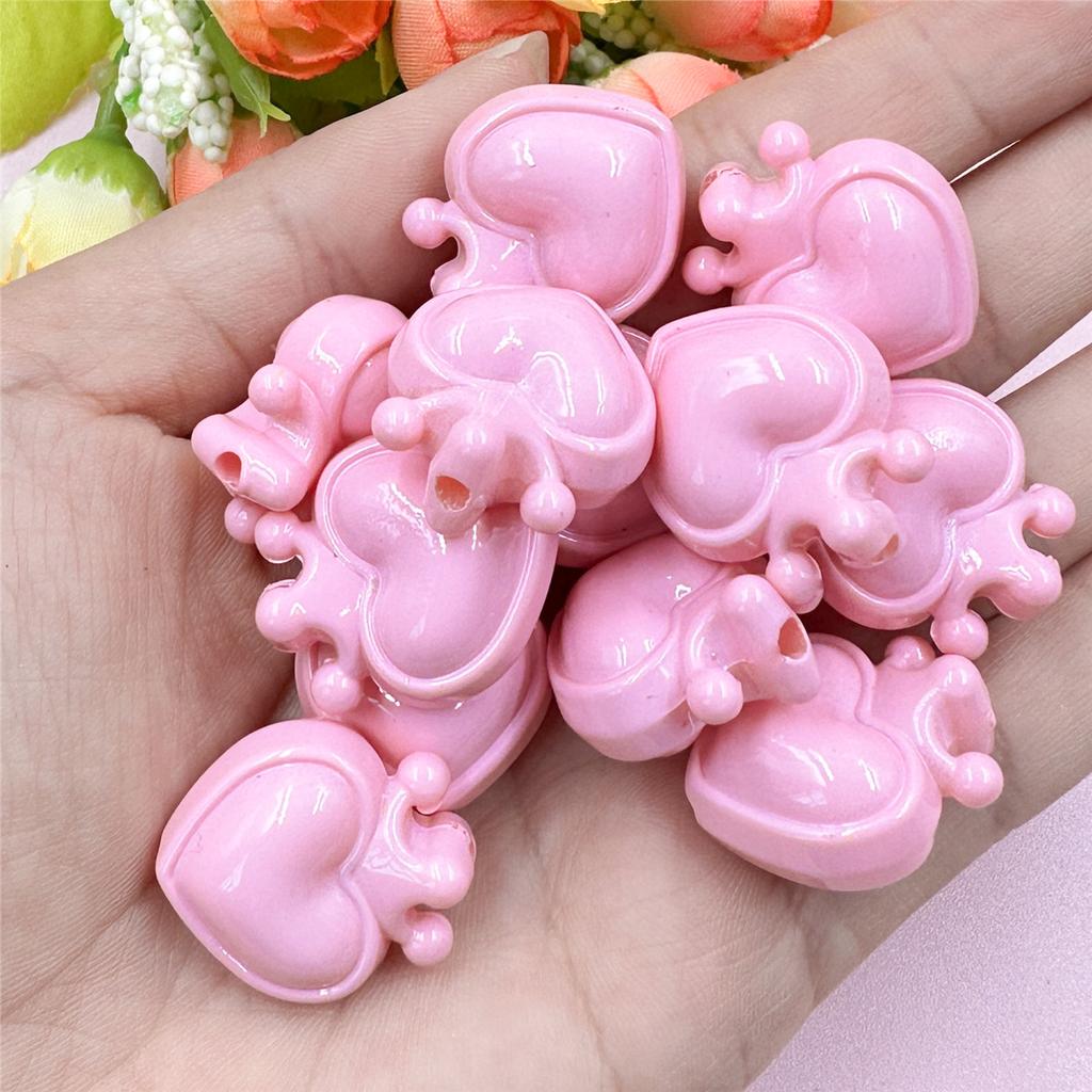 Home Party Supplies Crown Heart for Bracelet Necklace Accessories Jewelry DIY 12pcs Loose Beads Charms 21.4*24.4mm Pendants Material With Hole