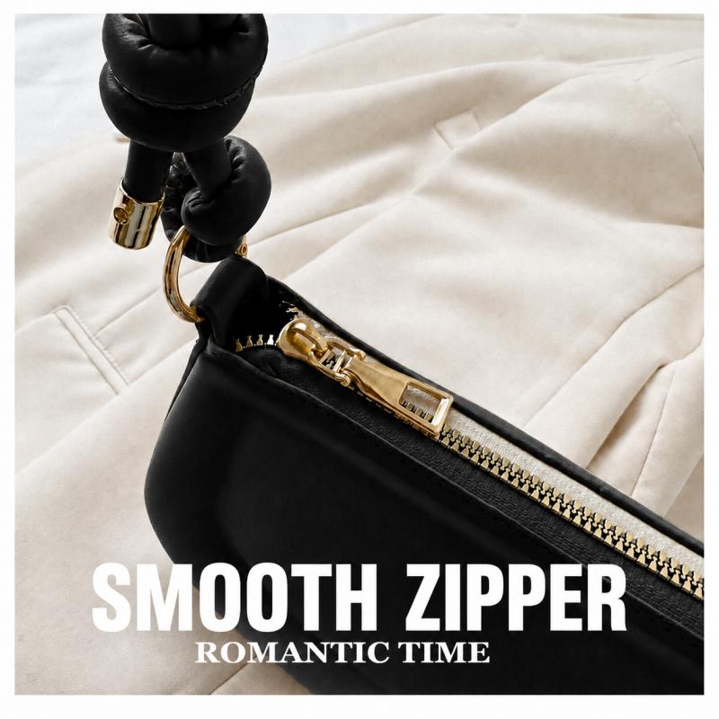 PU Small Shoulder Bag With Zipper, Solid Color Crossbody Underarm Handbag For Women, Knot Strap, Daily Casual Travel Purse With Phone Storage