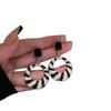 Autumn and Winter New French Atmosphere Striped Earrings Retro Ins Hong Kong Style Round Triangular Earrings
