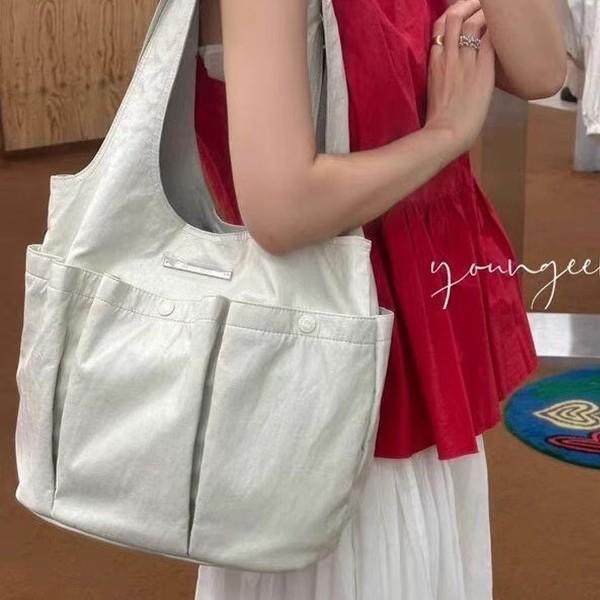 Niche Shoulder Bag Wrinkled Double Pocket Design Casual Summer New
