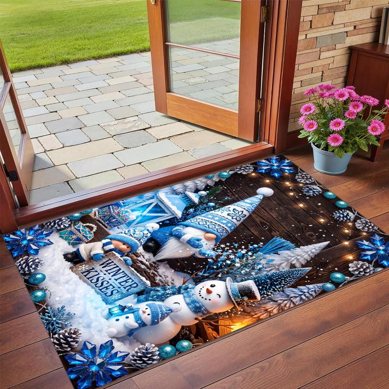 Christmas Printed Square Area Rug Soft Non Slip Floor Carpet For Bedroom Holiday Gift