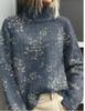 New Christmas abstract print casual cape jacket cardigan thick needle sweater