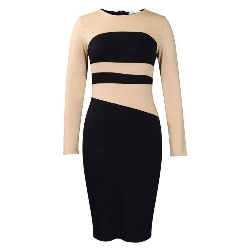 Women's new fashion temperament elegant Tongle color matching hip-wrapped large-size dress